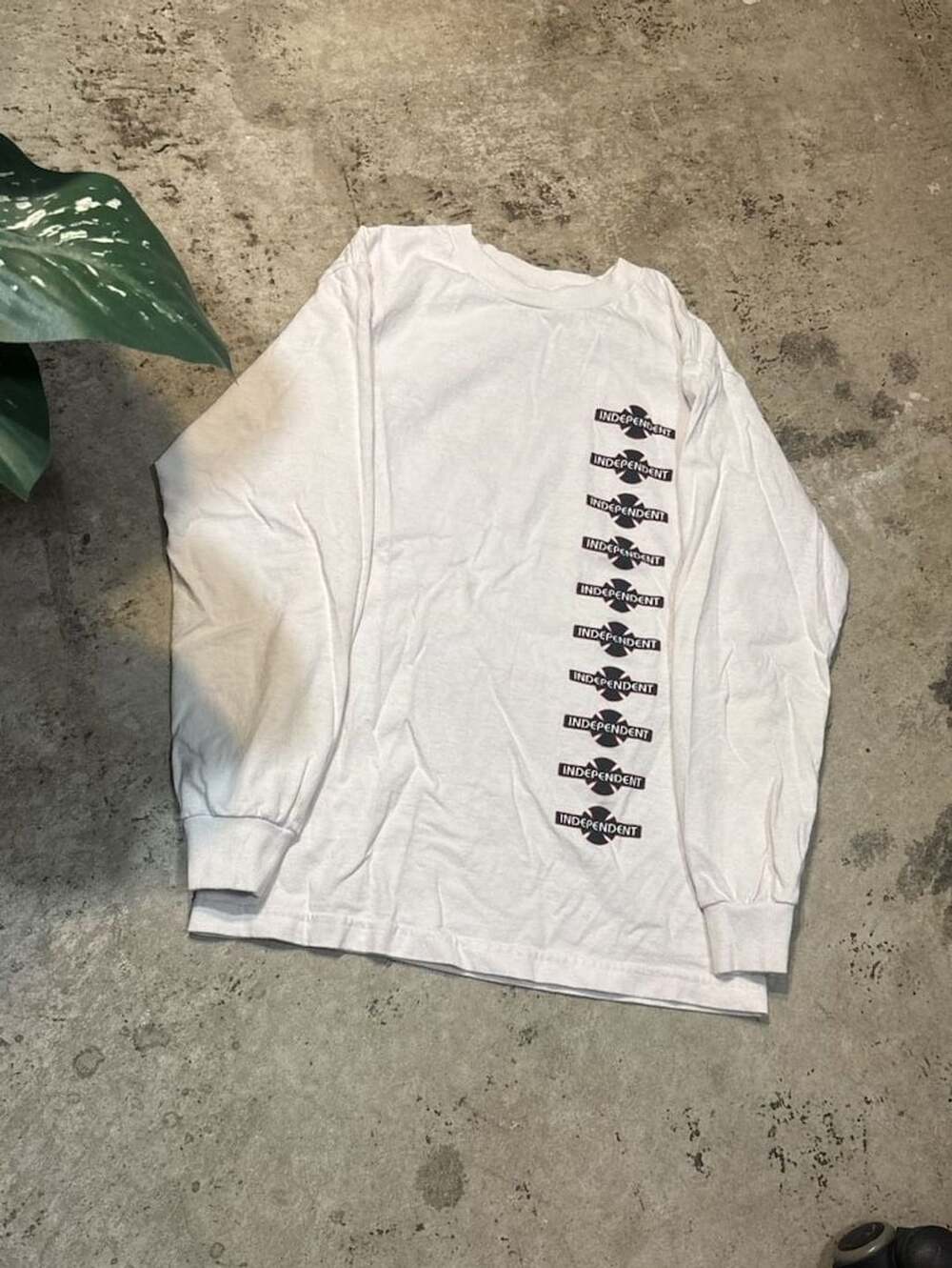 Independent White Long Sleeve T-Shirt With Repeating Logo